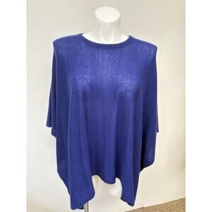 M.I.L.A. MILA Gemma Cashmere Knit Sweater Poncho Purple Blue OS